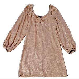 Forever 21 Gold Metallic Puff Sleeve Mini Dress Women’s S